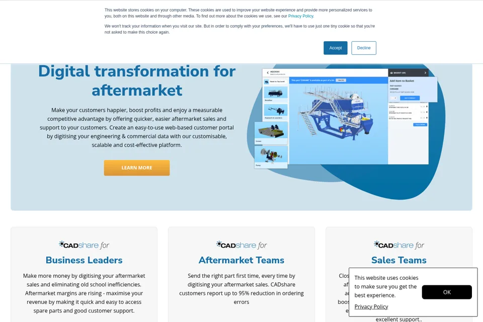 Aperçu de la landing page
