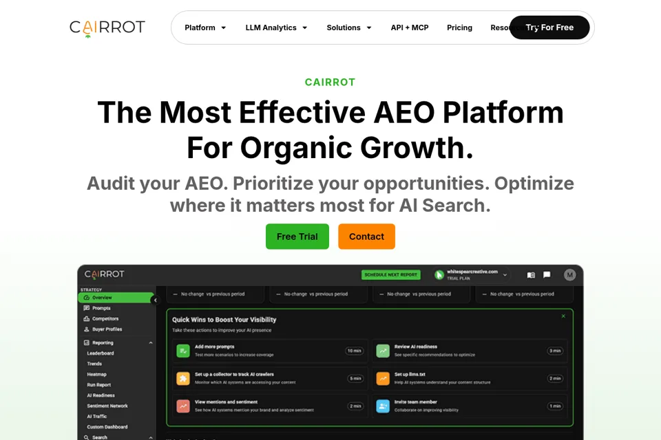 Aperçu de la landing page