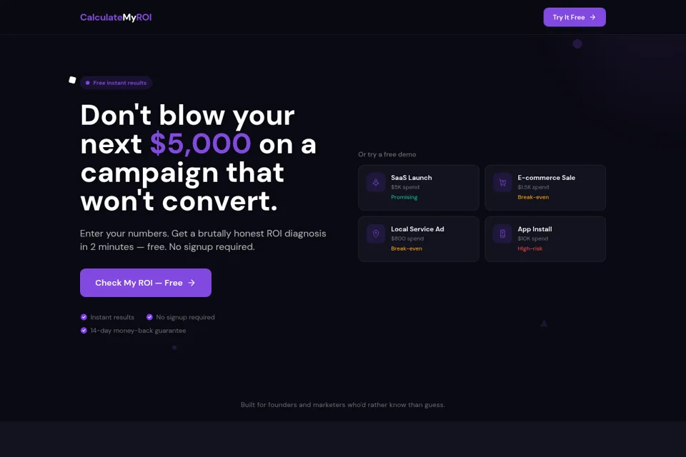 Aperçu de la landing page