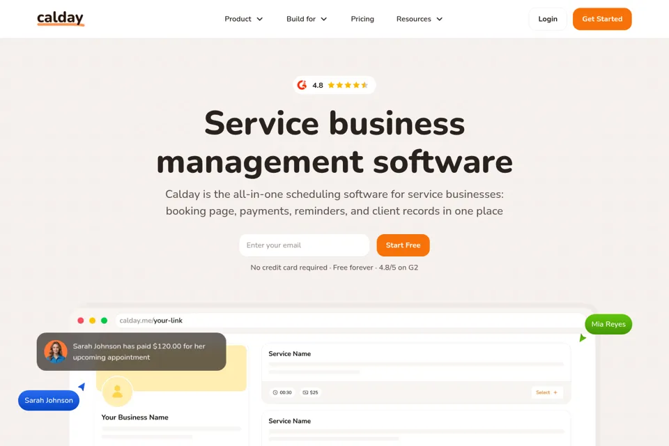 Aperçu de la landing page