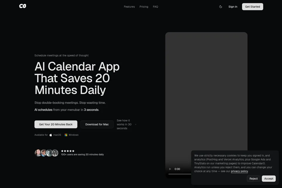 Aperçu de la landing page