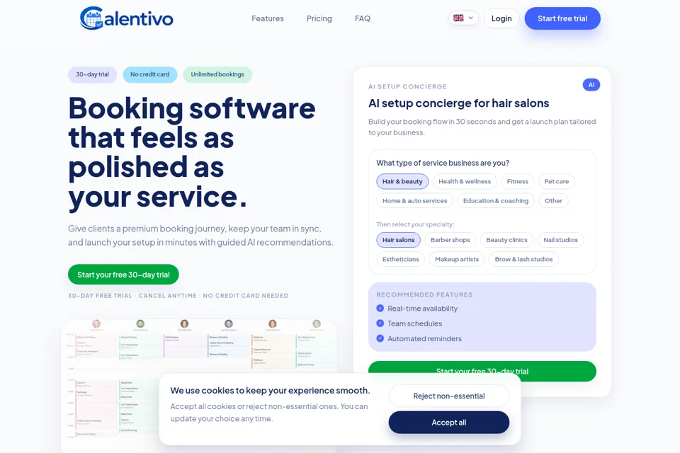 Aperçu de la landing page