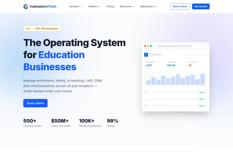 Aperçu de la landing page