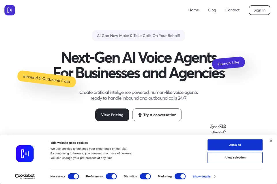 Aperçu de la landing page