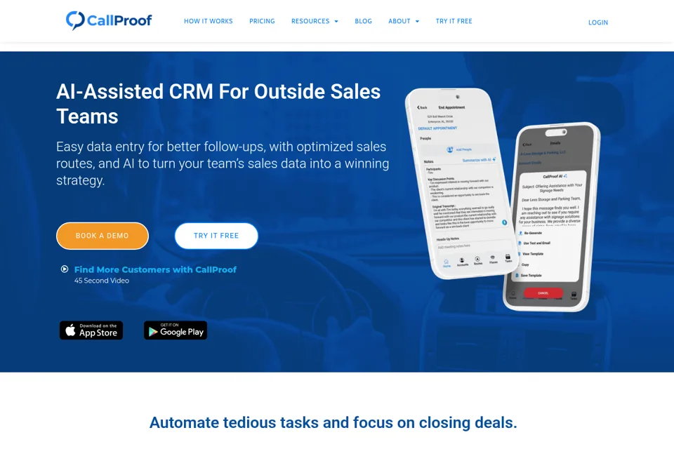 Aperçu de la landing page
