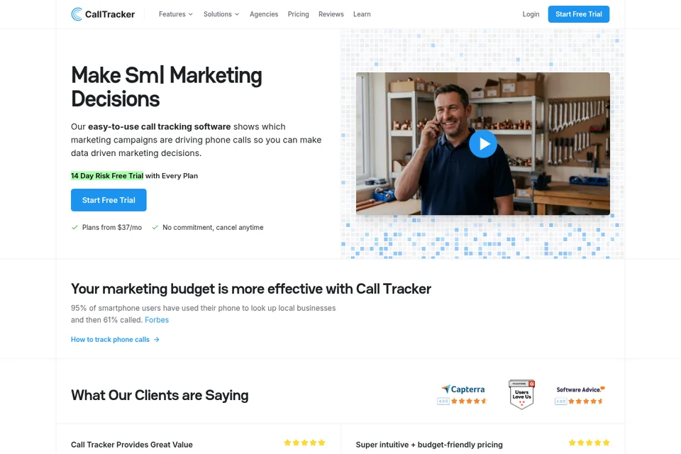 Aperçu de la landing page