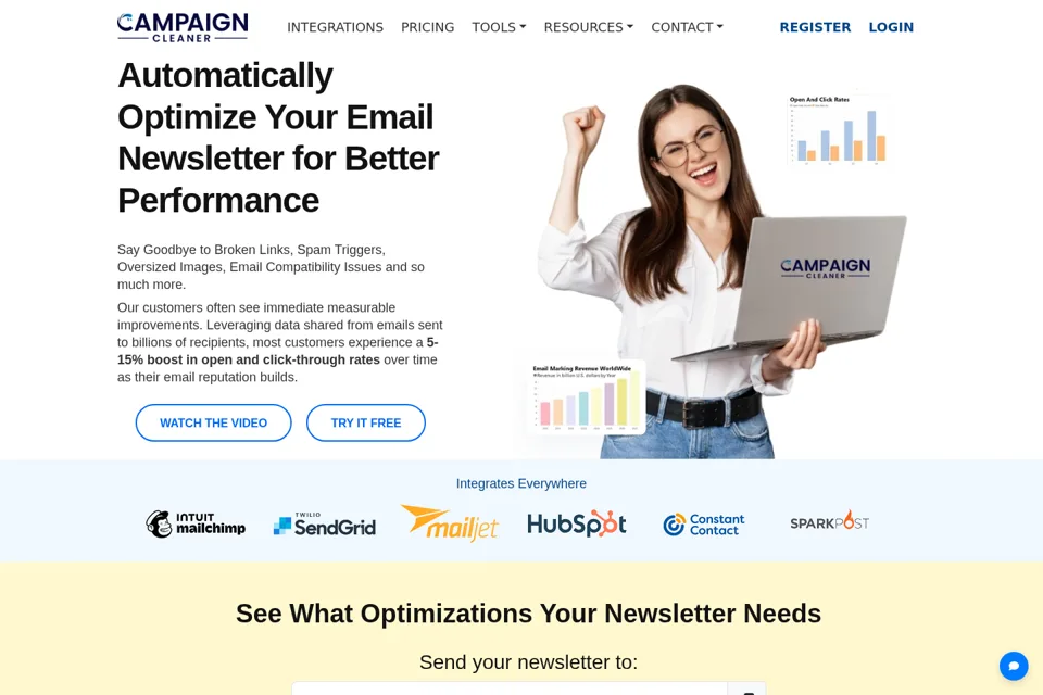 Aperçu de la landing page