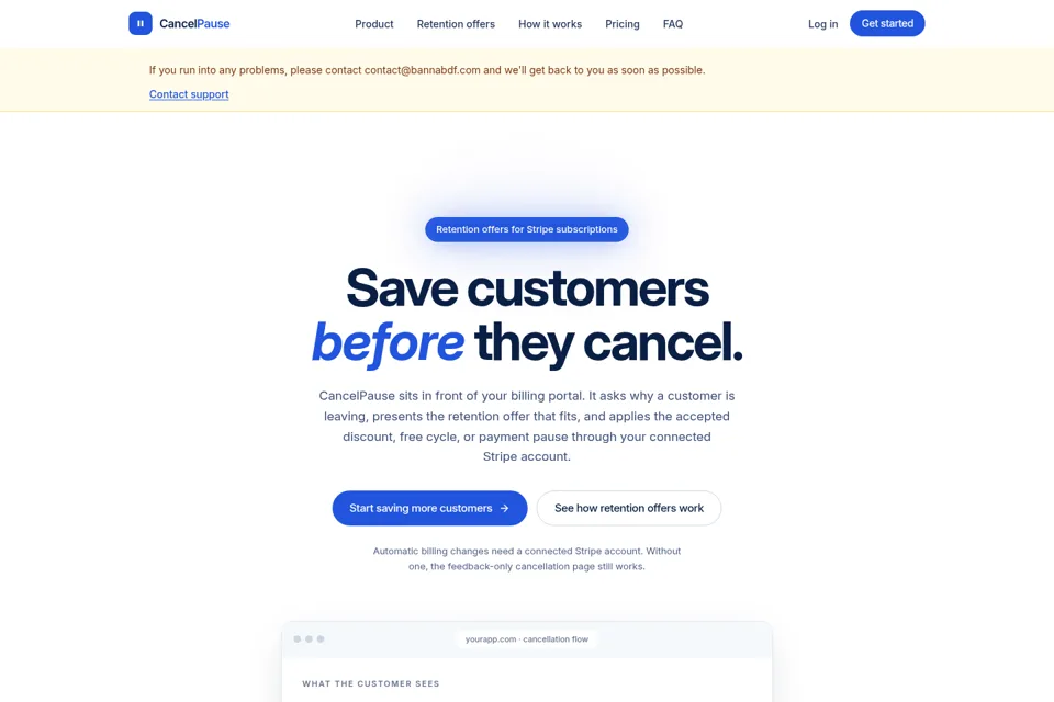 Aperçu de la landing page