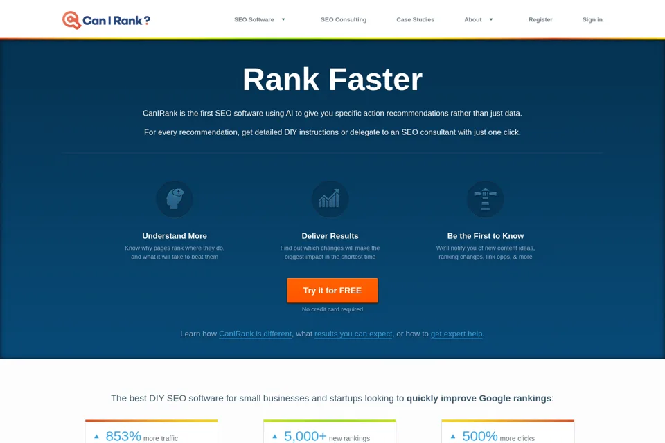 Aperçu de la landing page