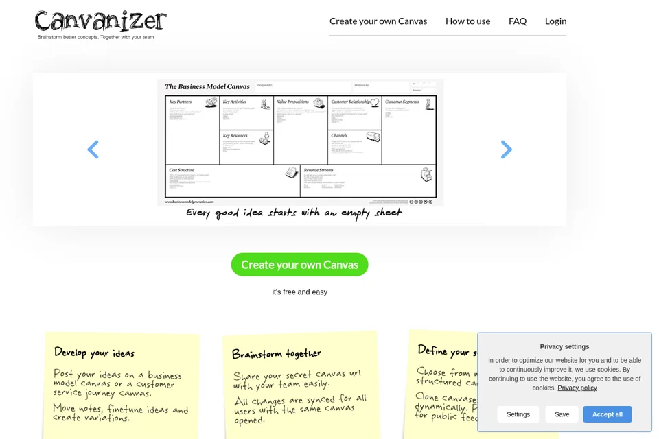 Aperçu de la landing page