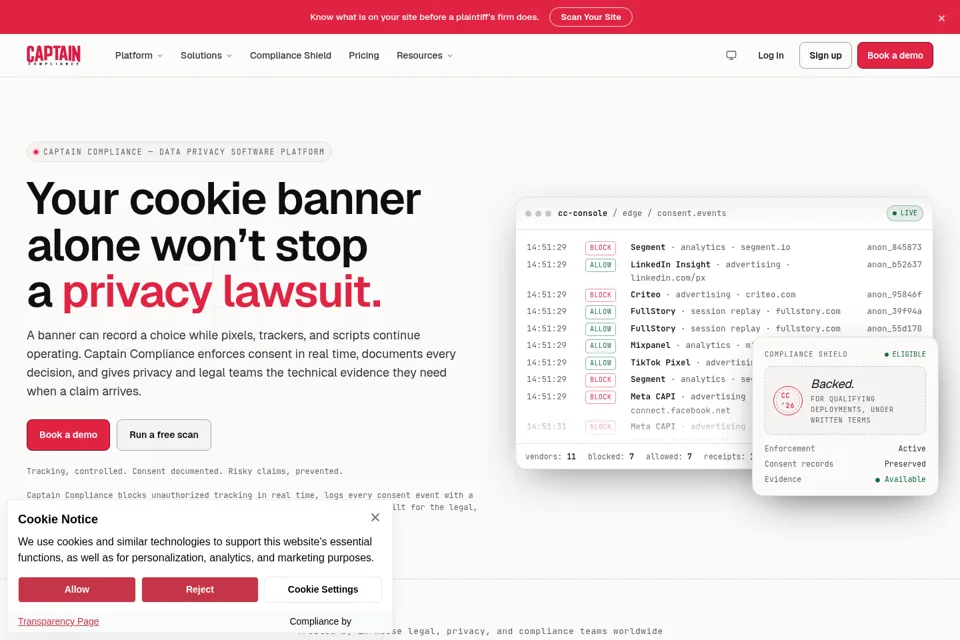 Aperçu de la landing page