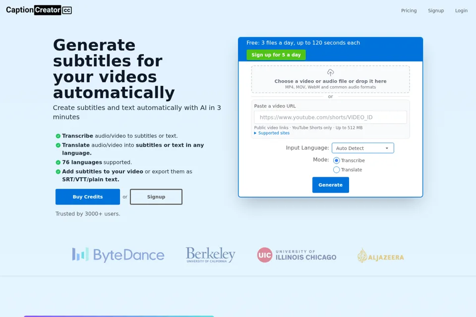 Aperçu de la landing page