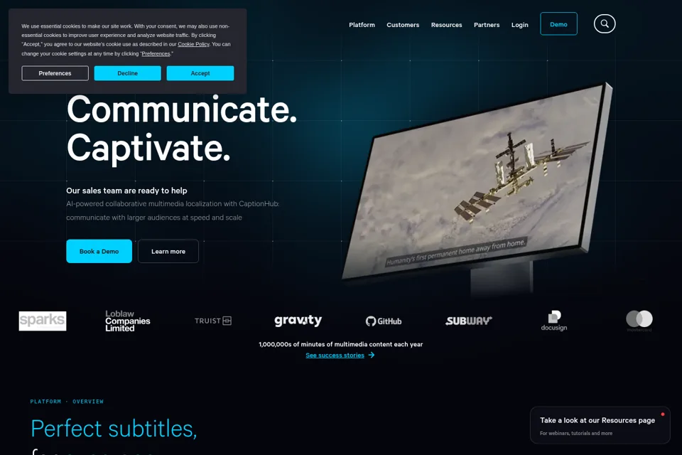 Aperçu de la landing page