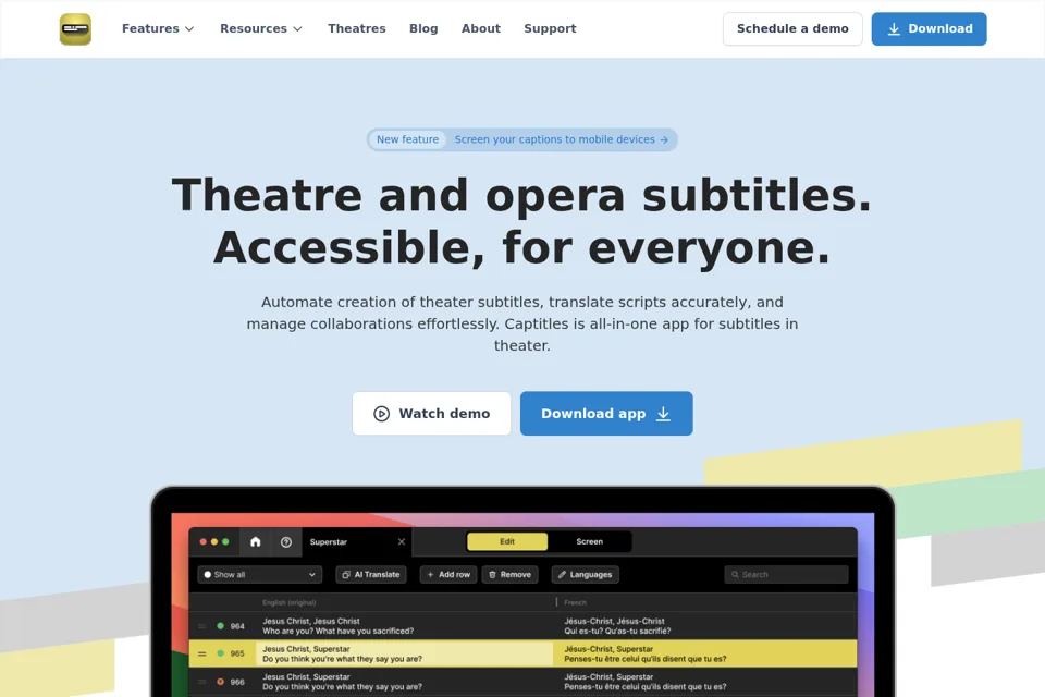 Aperçu de la landing page
