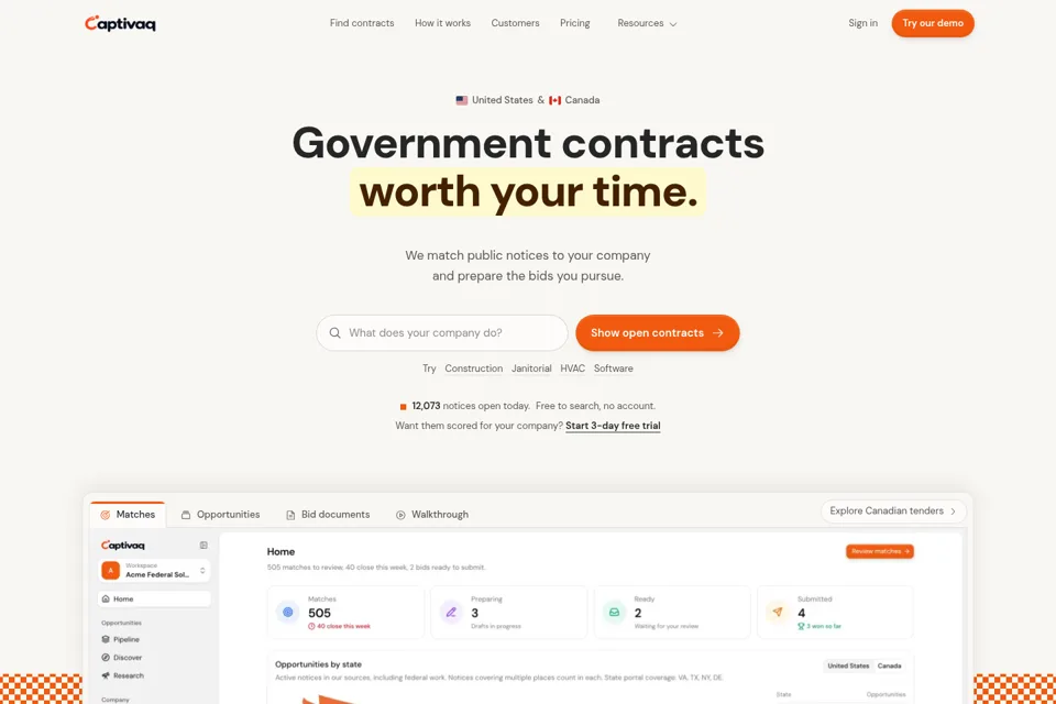 Aperçu de la landing page