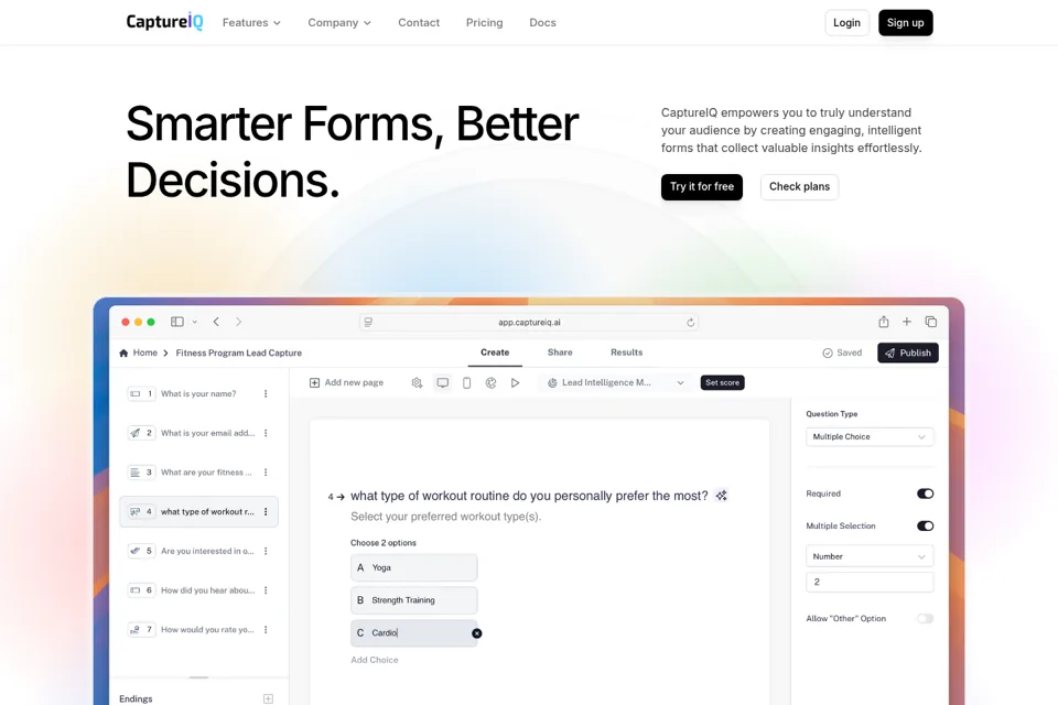 Aperçu de la landing page
