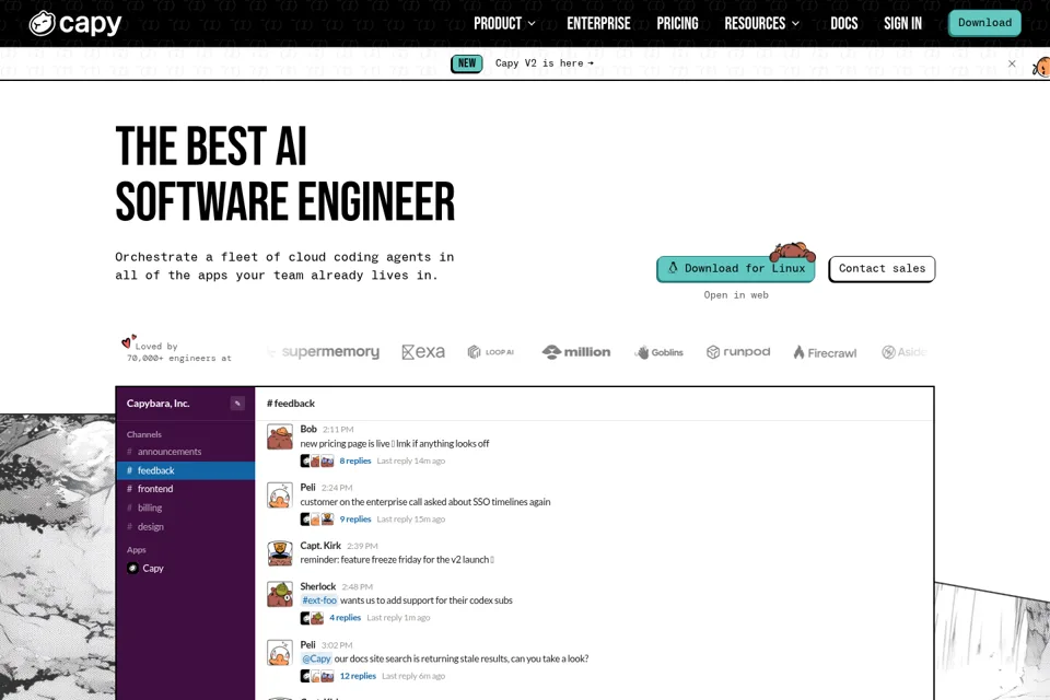 Aperçu de la landing page