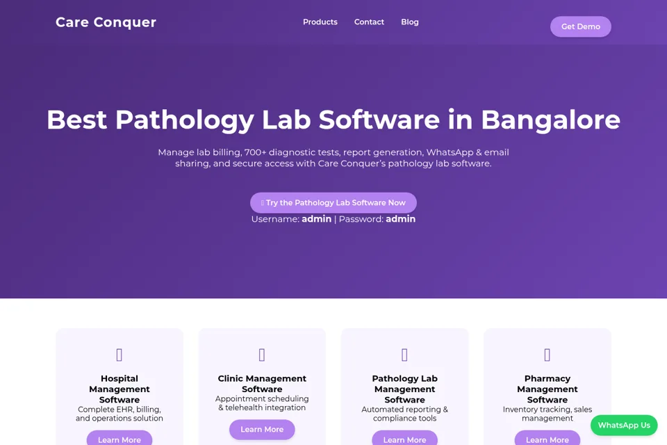 Aperçu de la landing page