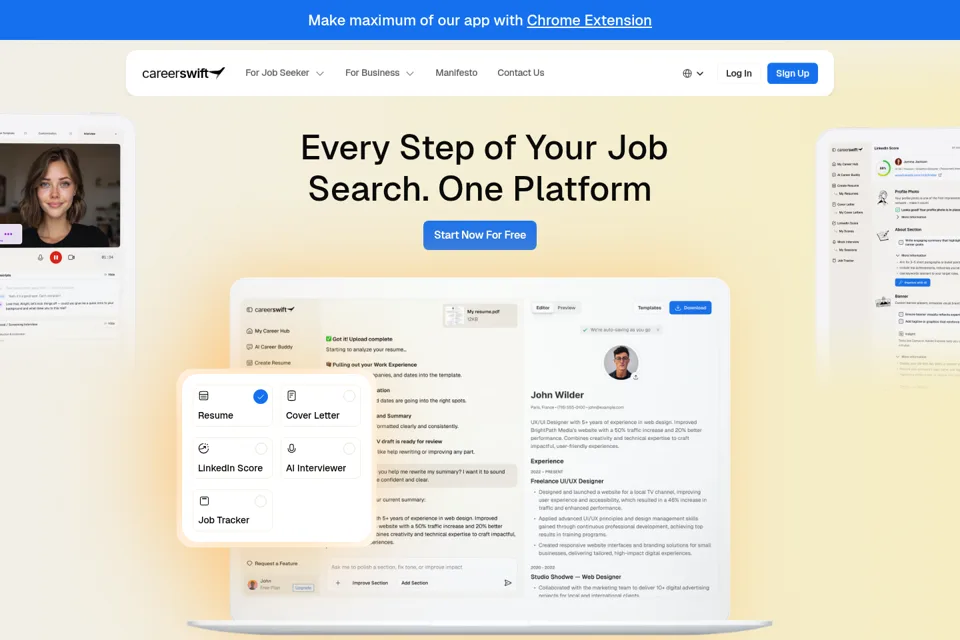 Aperçu de la landing page