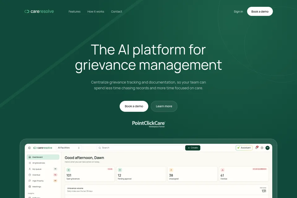 Aperçu de la landing page