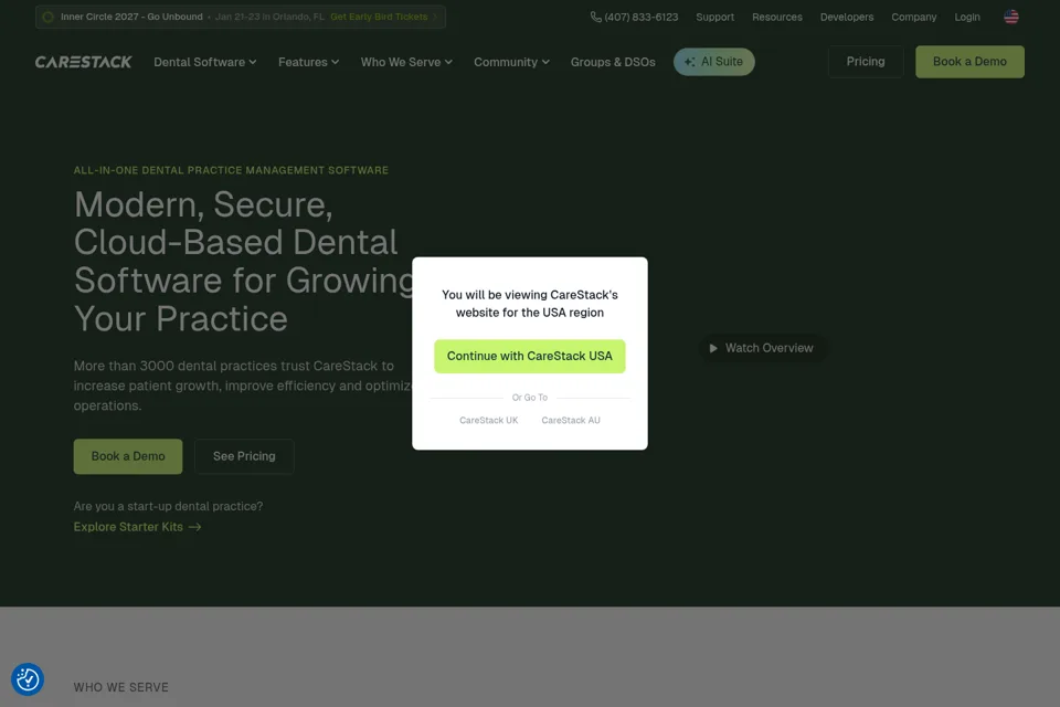 Aperçu de la landing page