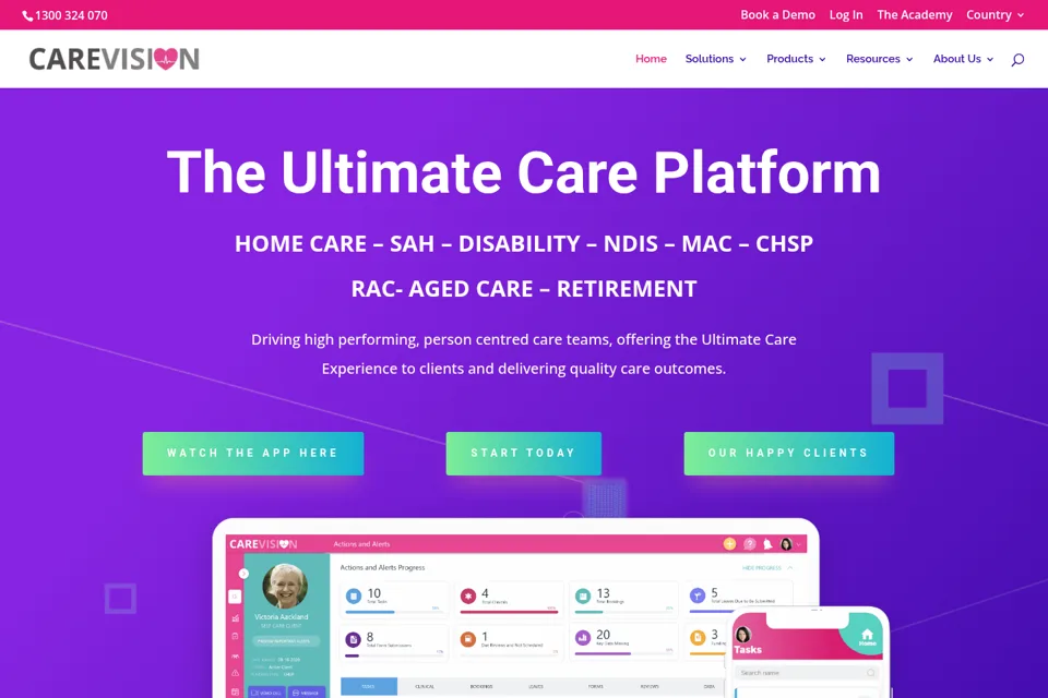 Aperçu de la landing page