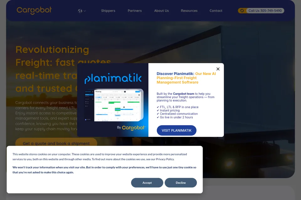 Aperçu de la landing page