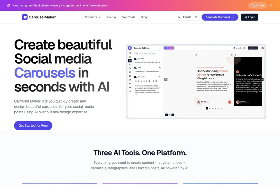 Aperçu de la landing page