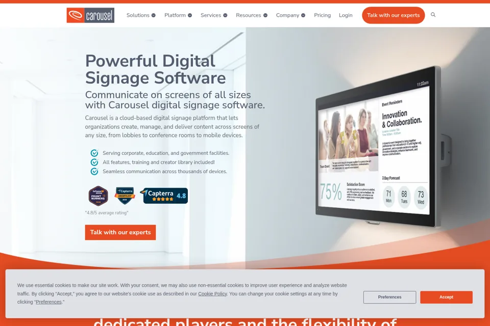 Aperçu de la landing page