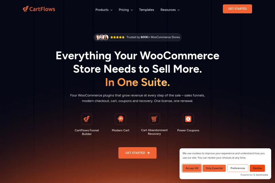 Aperçu de la landing page
