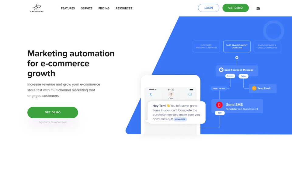 Aperçu de la landing page