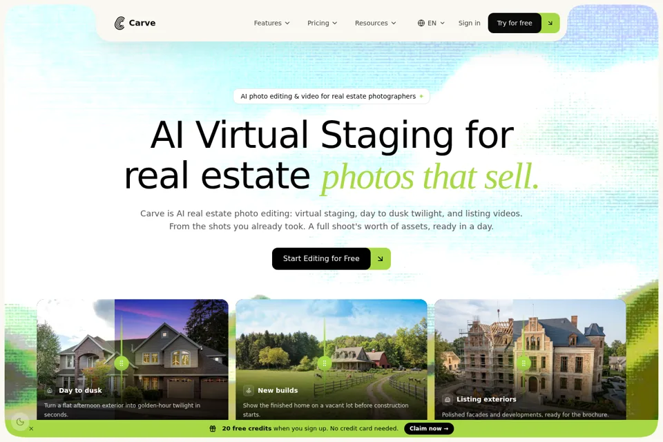 Aperçu de la landing page