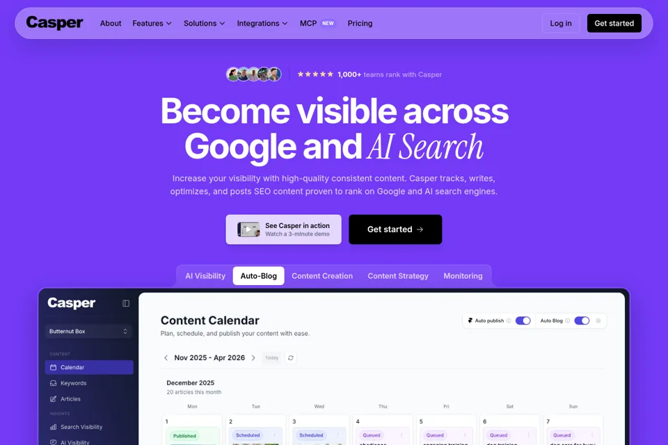 Aperçu de la landing page