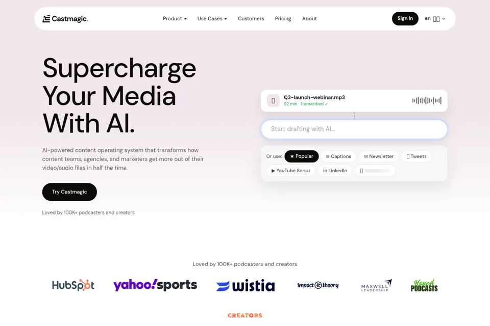 Aperçu de la landing page