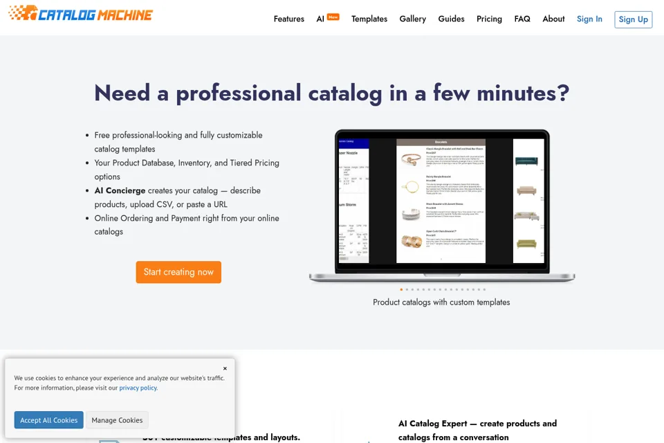 Aperçu de la landing page