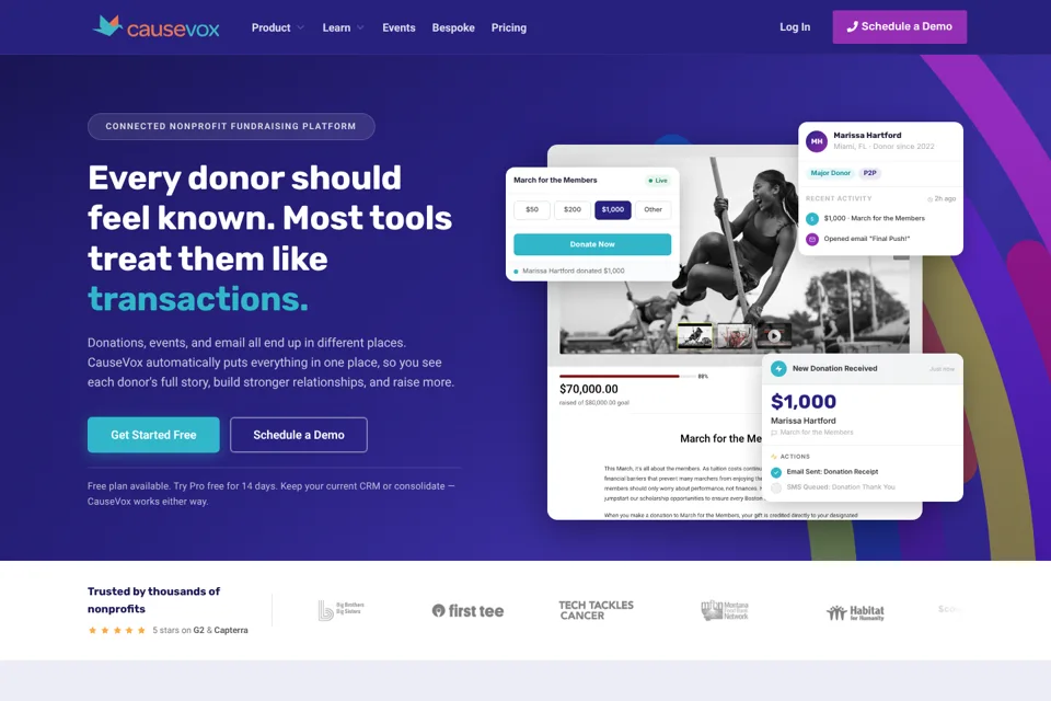 Aperçu de la landing page