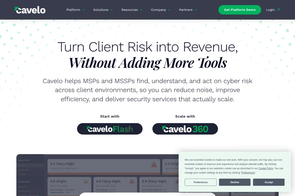 Aperçu de la landing page
