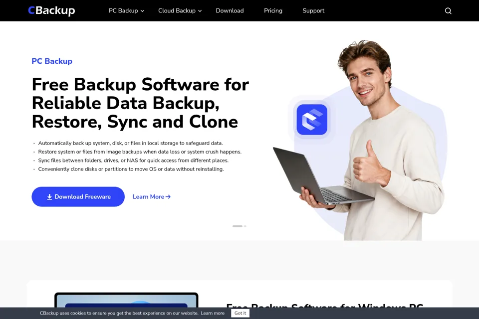 Aperçu de la landing page