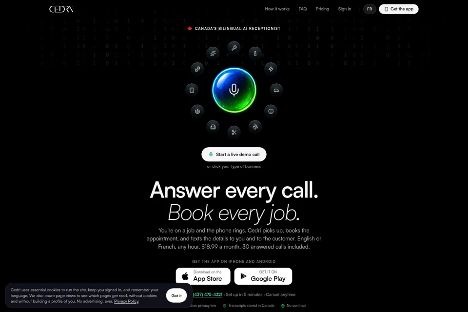 Aperçu de la landing page