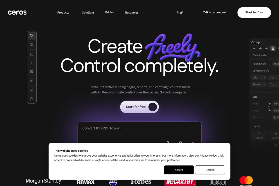 Aperçu de la landing page