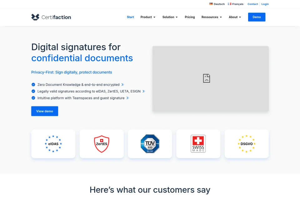 Aperçu de la landing page
