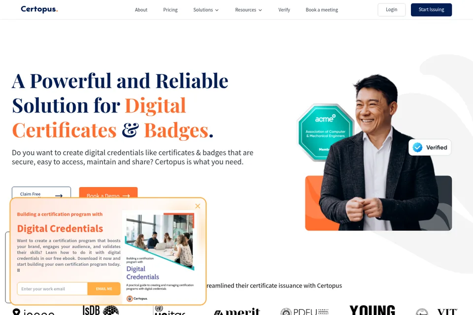 Aperçu de la landing page
