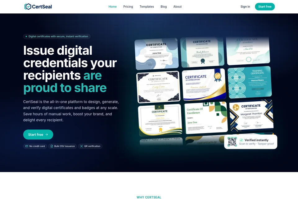 Aperçu de la landing page