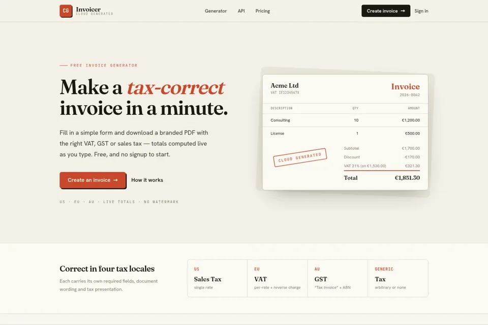 Aperçu de la landing page