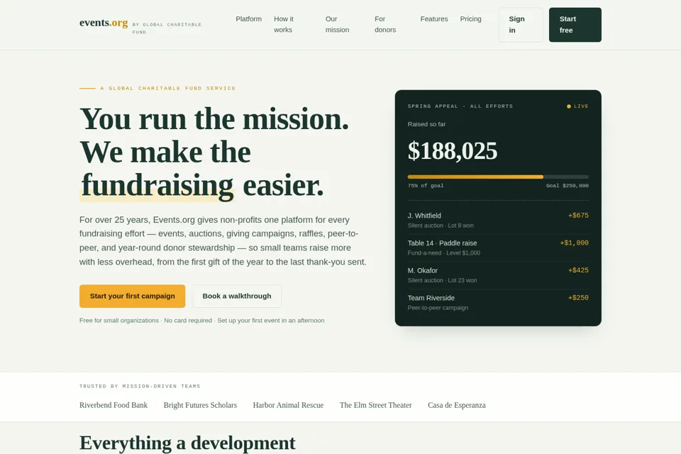 Aperçu de la landing page