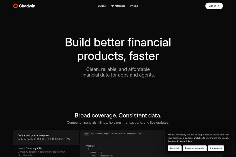 Aperçu de la landing page