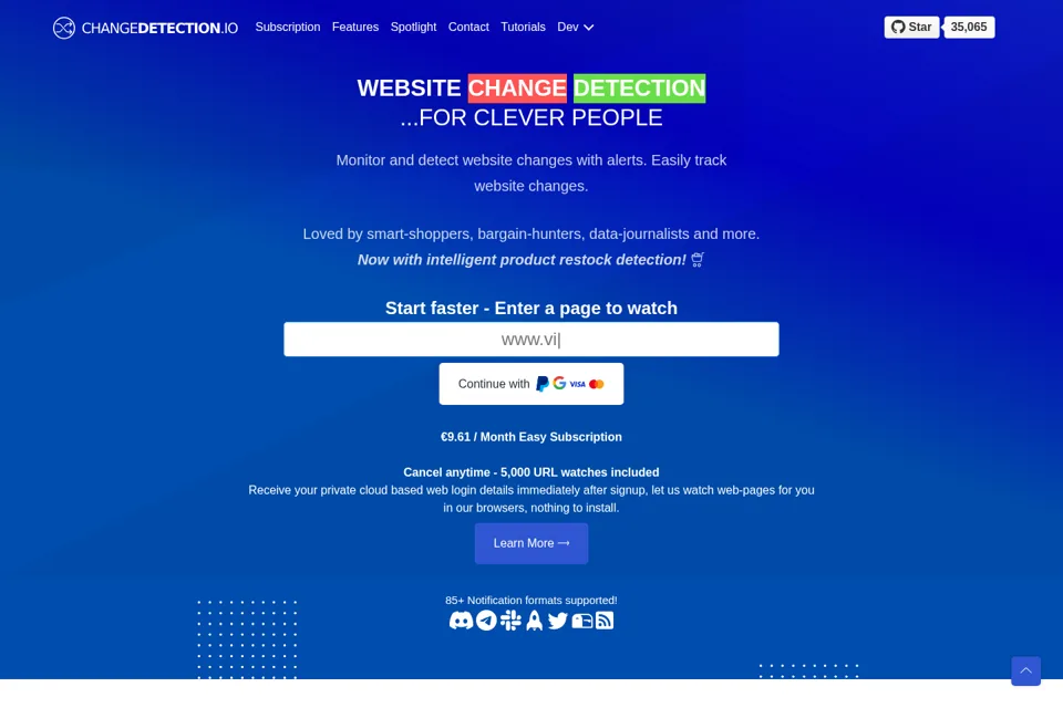 Landing page preview