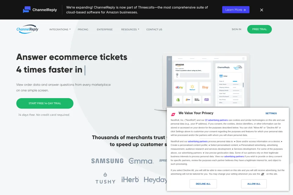 Aperçu de la landing page