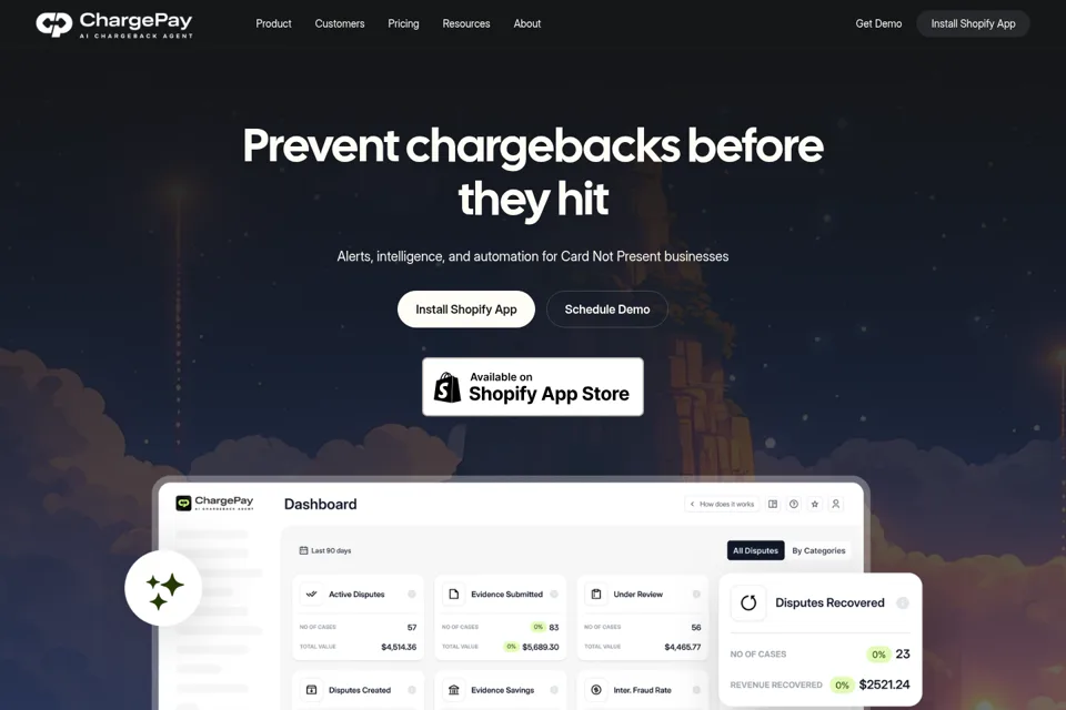 Aperçu de la landing page