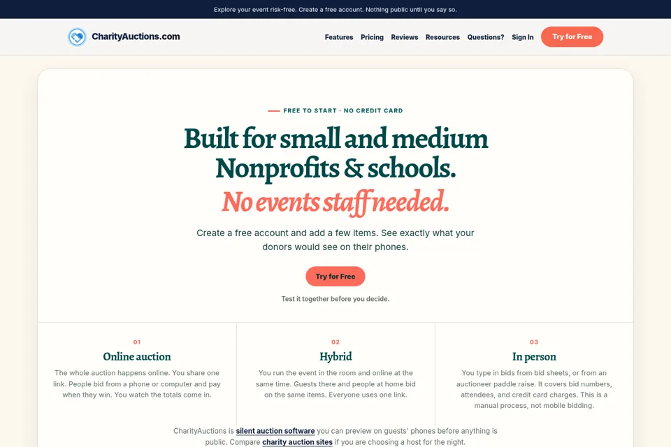 Aperçu de la landing page
